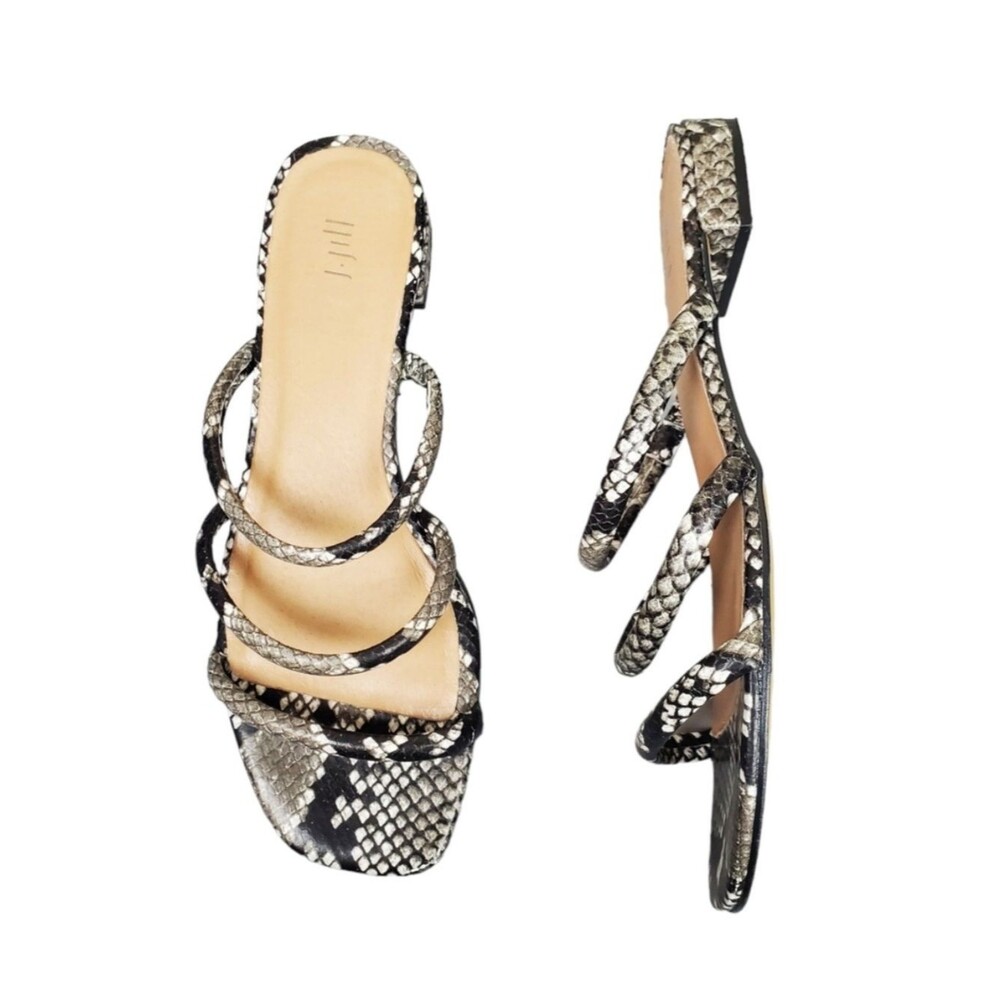 J.Jill Womens Kinsley Black Grey Snakeskin Triple Band Sandals Shoe Size 7.5